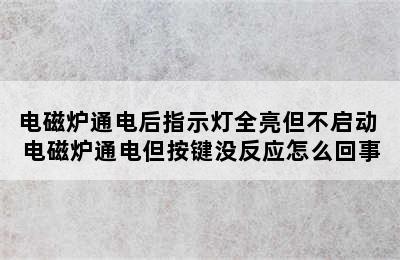 电磁炉通电后指示灯全亮但不启动 电磁炉通电但按键没反应怎么回事